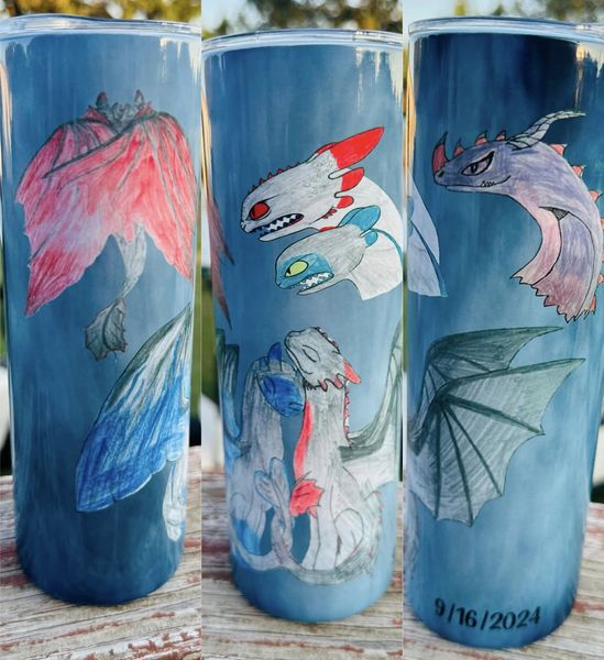 Personalized tumbler with your own drawings or favorite pictures