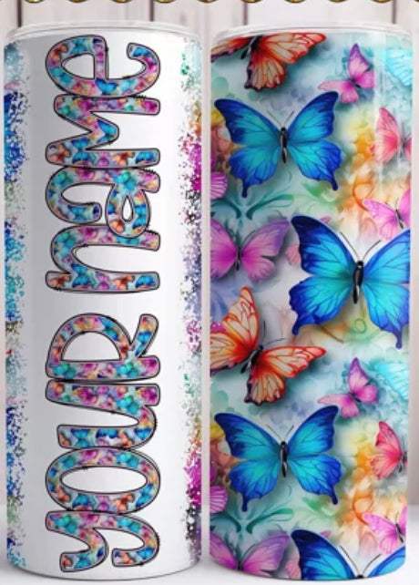 Personalized butterfly tumbler