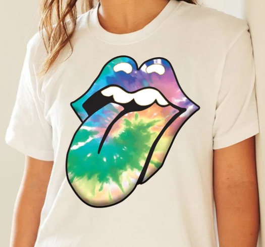 Retro tie dye lips and tongue