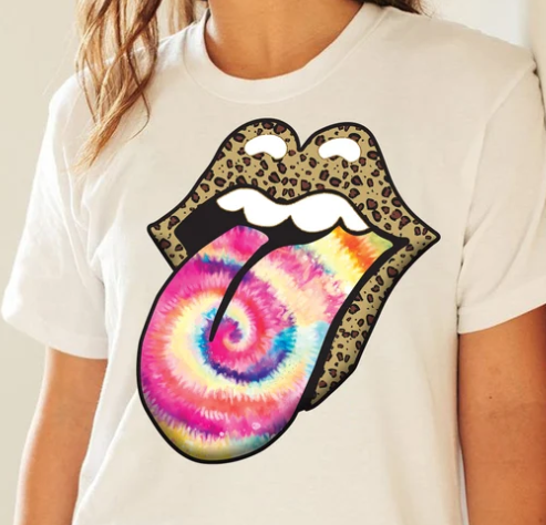 Retro tie dye lips and tongue
