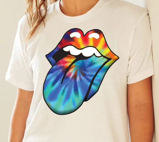Retro tie dye lips and tongue