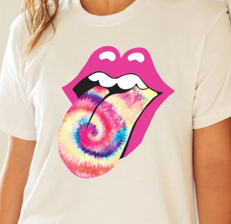 Retro tie dye lips and tongue