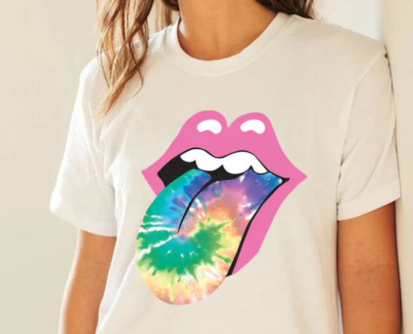 Retro tie dye lips and tongue