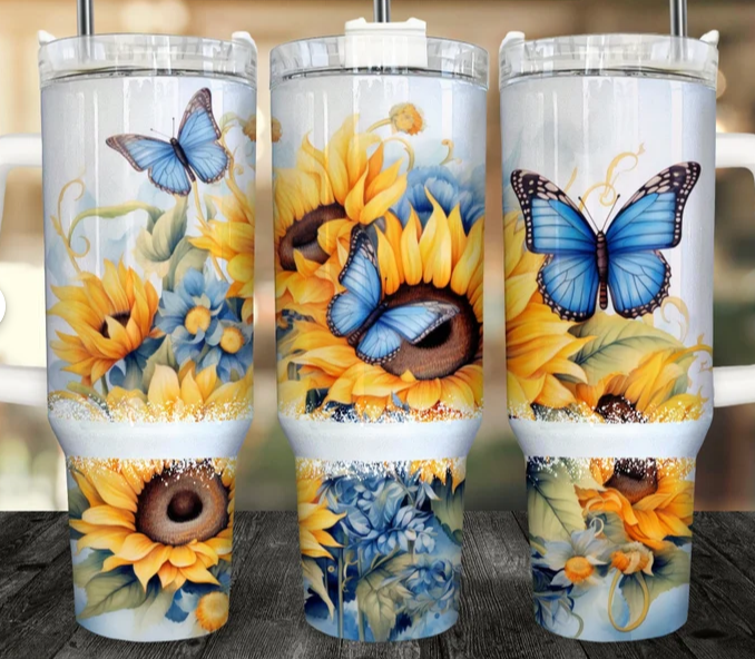 Sunflowers and butterflies