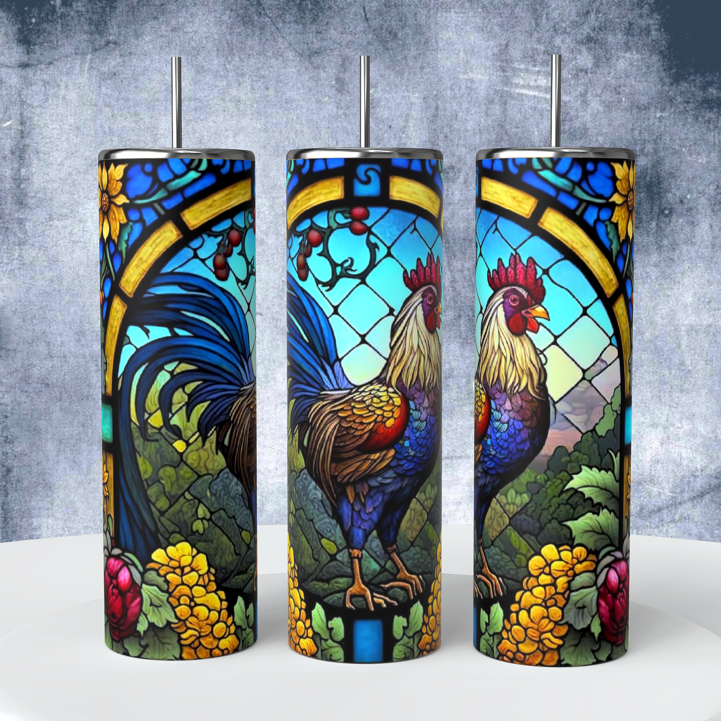 Rooster stained glass