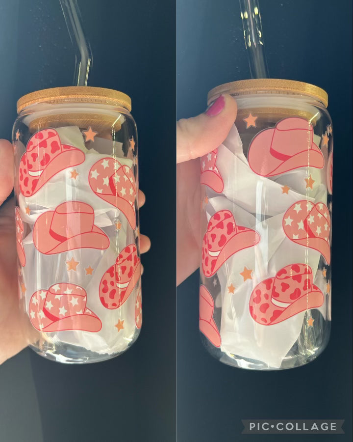 16 ounce Cowboy hat glass Tumblr