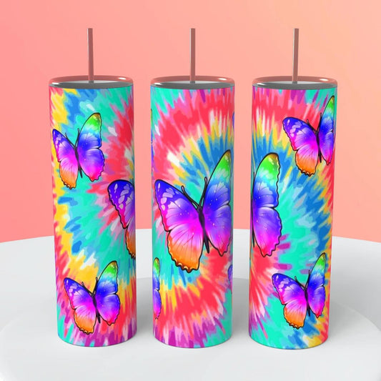 Tie Dye butterfly tumbler