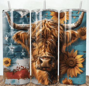 Highland Cow and Sunflowers Tumbler