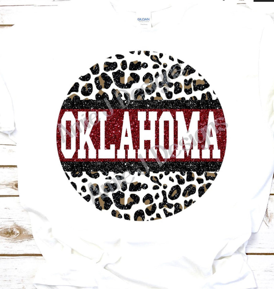 Oklahoma leopard white tshirt