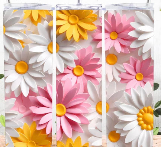 Pink, white and yellow daisies 3-D Tumbler